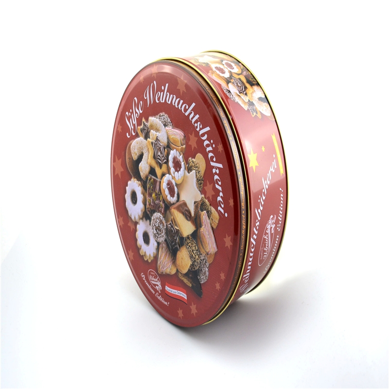 Tùy chỉnh in vòng cookie biscuit hộp thiếc với logo dập nổi