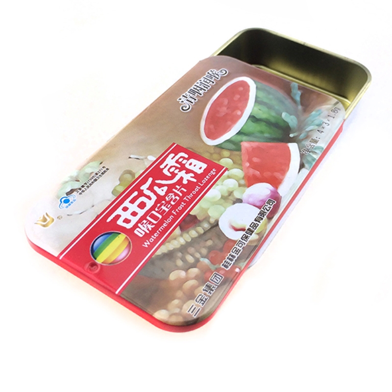 Hai mảnh rỗng hình chữ nhật nhỏ bạc hà kẹo hộp thiếc với nắp trượt