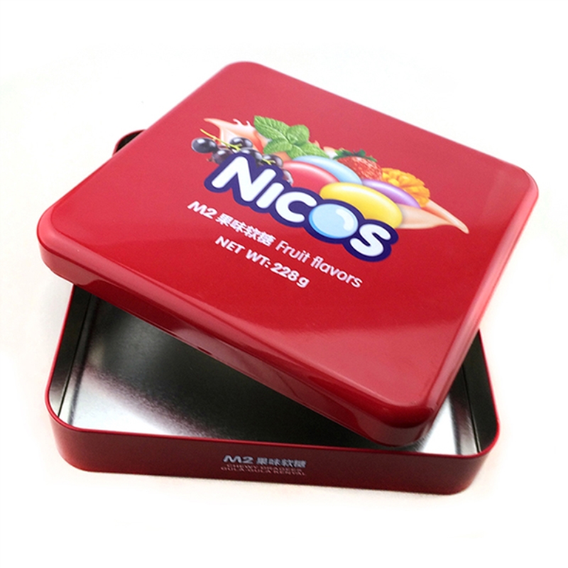 Cấp thực phẩm nóng bán vuông kẹo hộp thiếc